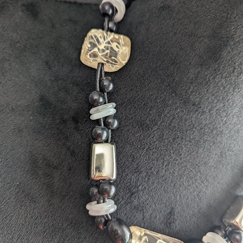 Chico's  Statement Necklace Black and Silver Tone - Picture 3 of 9